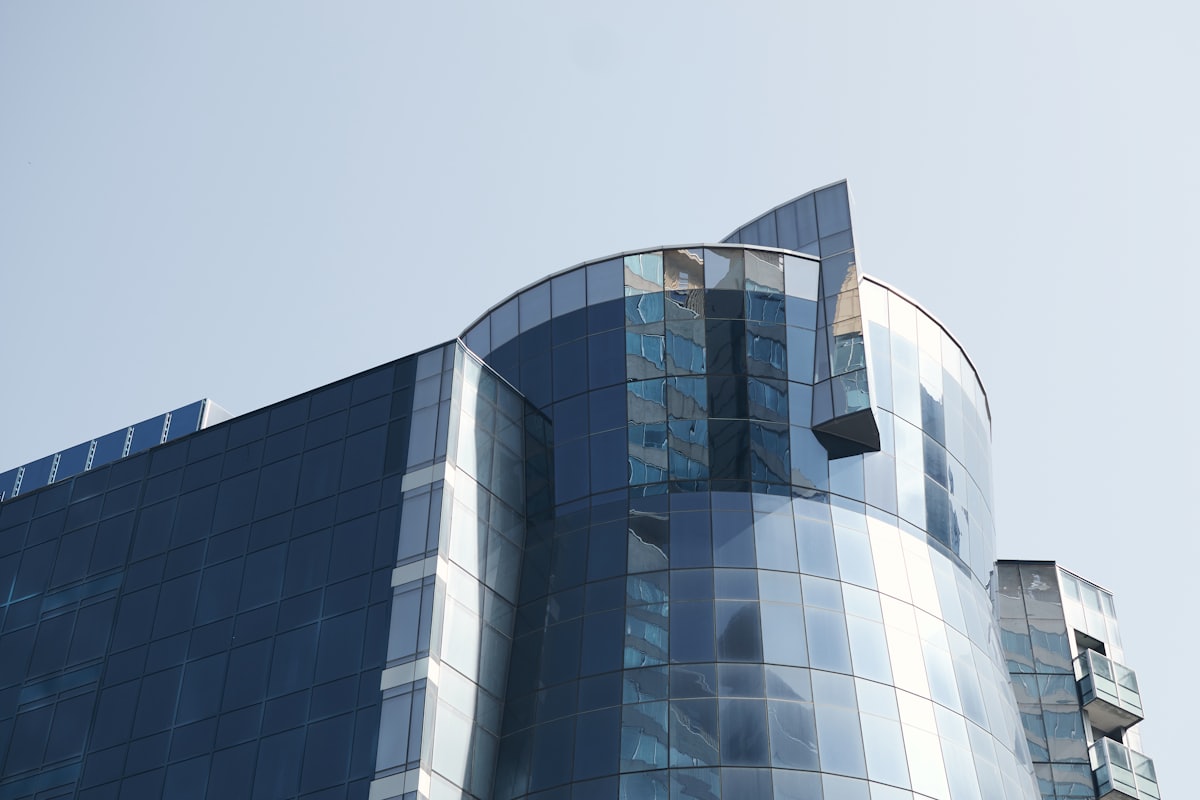 Modern building under construction with visible services